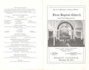 0254. First Baptist Church calendar cover and back