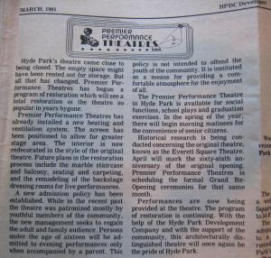 0396. Everett Square Theatre newspaper story, March 1981